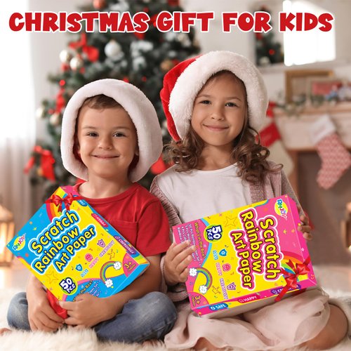 RMJOY Rainbow Scratch Art for Kids: Easter Basket Stuffers Gifts for Kids 60pcs Magic Art Craft Scratch Off Paper Supplies for Age 3-12 Boy Teen Toy Game for Valentines Birthday Gifts |Party Favor