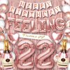 PartyForever 22nd Birthday Decorations for Women and Girls Rose Gold with Birthday Banner and Digit Balloons Including Text Balloon Letters Party Supplies for Her