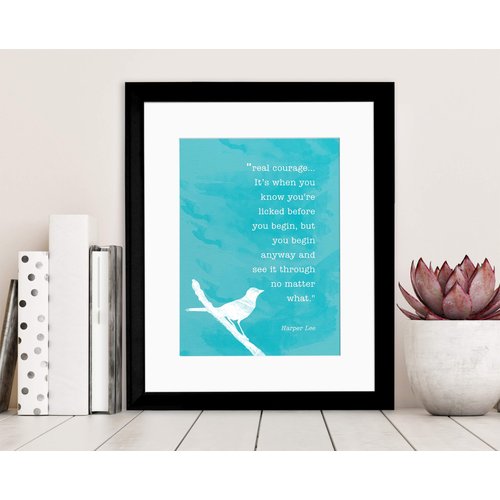To Kill a Mockingbird Real Courage Harper Lee Quote Poster. Fine Art Paper, Laminated, or Framed. Multiple Sizes Available.
