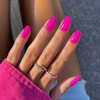 Hot Pink Press on Nails Medium Length,Xcreando Square Fake Nails Kit Acrylic Set,Summer Nails Glue on Natural Short Press on Nails Acrylic,Glue on Nails for Women24PCS