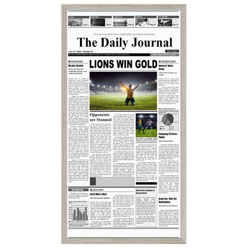 Americanflat 11x22 Newspaper Frame with Polished Plexiglass - Display for Assorted Media Articles - Signature Collection - Thin Picture Frame for Wall Display - Driftwood
