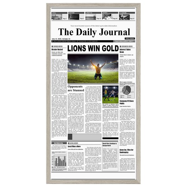 Americanflat 11x22 Newspaper Frame with Polished Plexiglass - Display for Assorted Media Articles - Signature Collection - Thin Picture Frame for Wall Display - Driftwood