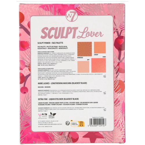 W7 Sculpt Love, Sculpt Power, More Lash Mascara, Extra Fine Liquid Eyeliner Set, Pink