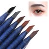 6pcs Pull Cord Peel-off Brow Pencil Waterproof Eye Brow Pencils for Marking, Filling And Outlining, Microblading Eyebrow Pencil for Brow Permanent Makeup (Blue Paper-Deep Brown Core)