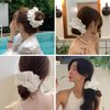 White Hair Ties for Women - Hair Scrunchies Girls 1-Piece Set - White Lace Design - Premium Fabric Ponytail Holder Hair Tie，Hair Accessories
