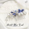 Eyret Blue Crystal Bride Wedding Hair Comb Silver Bridal Side Combs Rhinestone Hair Pieces Hair Accessories for Women and Girls