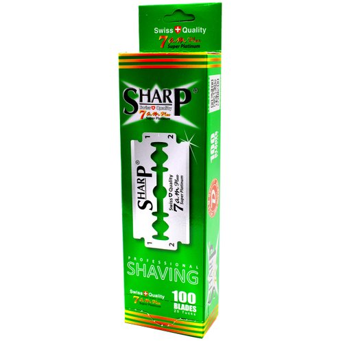 100 Sharp 7AM Super Platinum Double Edge Razor Blades For Safety Razor - Men´s Safety Razor Blades For Shaving For Men For A Smooth And Clean Shave (1 Year Supply)