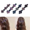 4PCS Satin Fabric Rhinestone Hair Bands, Four-Leaf Clover Fashion Double Layer Mini Hair Clip, Sparkling Crystal Stone Braided Hair Clips，Braided Hair Clip with Rhinestones for Women