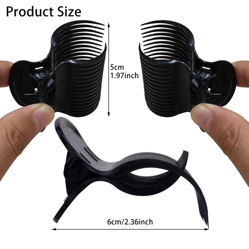 SHEHARUHI 18pcs Hot Roller Clips Hair Curler Claw Clips Replacement Hair Section Styling(Black)
