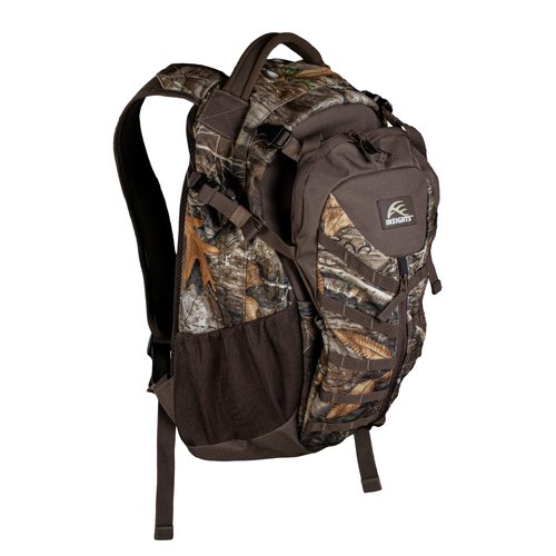 Insights Hunting by frogg toggs – The Drifter Backpack, Small, Lightweight Camouflaged Day Pack with Expandable Front Pocket for Decoy, Two Side Water Bottle Pockets, Realtree Edge