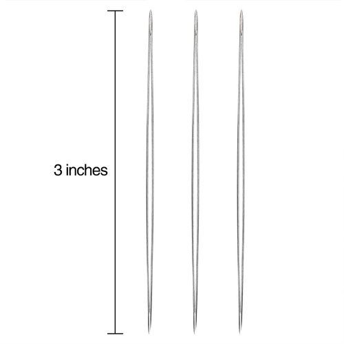Shappy 6 Pieces Big Eye Beading Needles with Needle Bottle (3 inch)