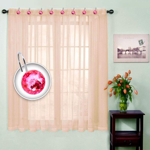 BEAVO Acrylic Fashion Decorative Home Rolling Shower Curtain Hooks Rhinestones Bathroom Bath Baby Room Bedroom Living Room Decor Set of 12 Rings (Pink)