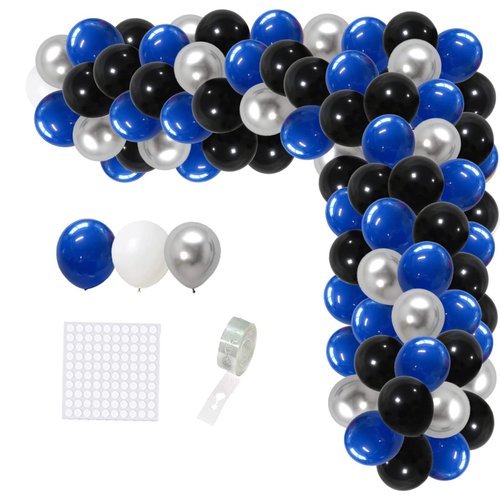Dark Blue, Navy Blue Black Silver Balloon Garland Kit - 117PCS Royal Blue Black Balloons16ft Arch Holder Tools for boy Men 30th 40th 50th Birthday Graduation Retirement Party Decors