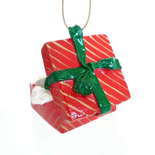 KANGAROO Grey in Red Gift Box Christmas Ornament New RGBA64