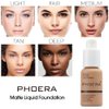2 Pack PHOERA Foundation Makeup For Older Women,Flawless Soft Matte Liquid Foundation 24 HR Oil Control Concealer Foundation Makeup(101 Porcelain+102 Nude)