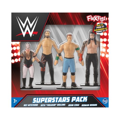 Bend-EMS™ Bendable Action Figures with Rubber Exterior and Internal Wire – Poseable and Safely Washable Toys for Ages 3 and Up – Officially Licensed WWE Set