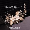 Teyglen Crystal Flower Leaf Bride Wedding Hair Comb Gold Leaves Rhinestone Headband Hair Pieces Bridal Side Hair Comb Hair Accessories for Women Girls Bridesmaid