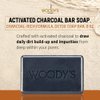 Woody's Activated Charcoal Bar Soap for Men, Detoxifying & Exfoliating with Coconut Oil, Bergamot, and Coffee, 8 Oz
