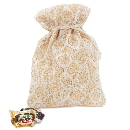 20 Burlap Beige Lace White 9" x 6" Party Favor Gift Bags
