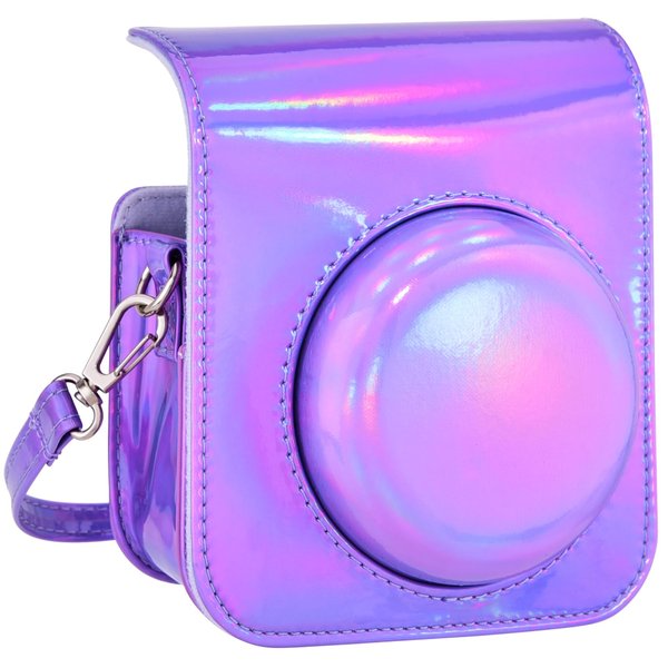 Sunmns Mini 12 Instant Camera Case, PU Leather Protective Compact Case Compatible with Instax Mini 12 Instant Camera (Bright Purple)