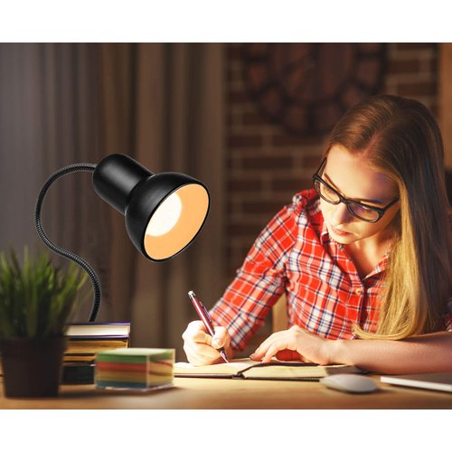 Desk lamp, 360°Rotation Clip on Lamp, Clip On Reading Light, Gooseneck Lamp-On Cable, Portable Clip on Light/Reading Book Light/Clamp Light, Eye-Caring Study clamp for Bedroom Office Home Lighting