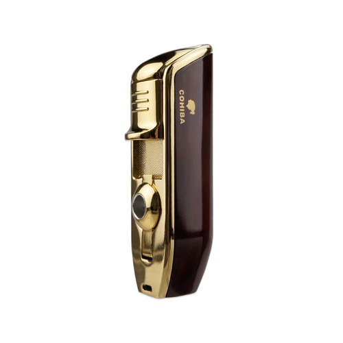Cigar Torch Lighters Butane Refillable Windproof Lighter with Punch Without Gas(Red)