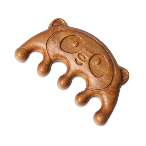 Rhinenet Scalp Massager Natural Green Sandalwood Wood Massage Comb Wide Tooth Handmade No Static Head Massage Cute Animal Shapes Comb for Women Men Kids Hair Neck Hands Legs Caring Tool (Bear Head)