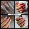 MGART Dual Nail Forms COFFIN Extension Structure Poly nail gel Nail Forms Full Cover Nail Molds 12 Sizes for Solid Nail Gel Glue Nail Art Design Salon&DIY
