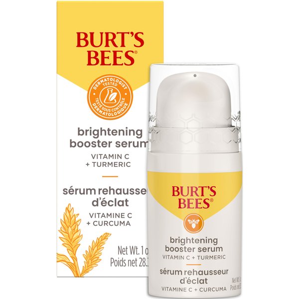 Burt's Bees Stocking Stuffers, Vitamin C Turmeric Face Serum, Brightens Skin & Visibly Reduces Dark Spots, Fine Lines & Wrinkles, Naturally Hydrating, Lightweight - Brightening Booster (1 oz)