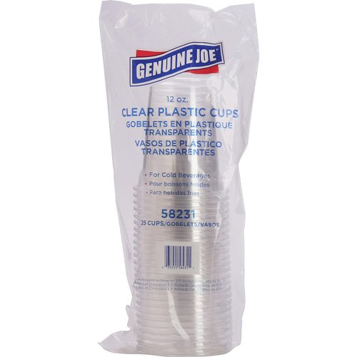 Genuine Joe GJO58231 Clear Plastic Cups 12 oz (Pack of 25)