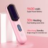 Hahahope Cordless Hair Straightener Brush-Portable Straightening Comb,9600mAh Batt, Plasma Tech, 9 Temp-Settings&LED Display,for Travel&Home(Pink)