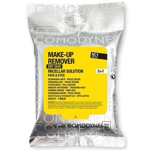 COMODYNES Makeup Remover Wipes Dry Skin 20 Units - Friendly Active Ingredients And Natural Extracts With Nourishing Action
