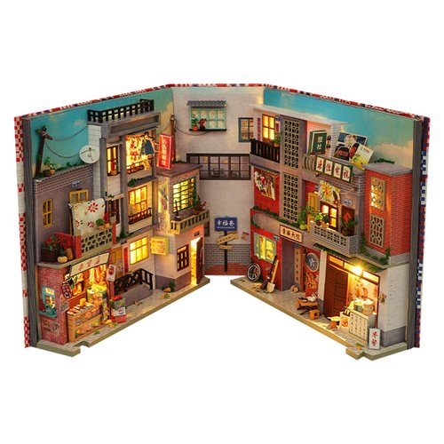 Kisoy Miniature DIY House Kit, Wooden DIY Dollhouse with Furniture for Teens and Adult, Handmade Dollhouse Toy with Furniture and Light for Birthday/Christmas Day (Old Time Lane)
