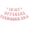 In My Official Teenager Era Banner Girls Birthday Party Banner for Teenage 13th Birthday Party Decorations Taylo Swifte Birthday Decorations Rose Gold Glitter