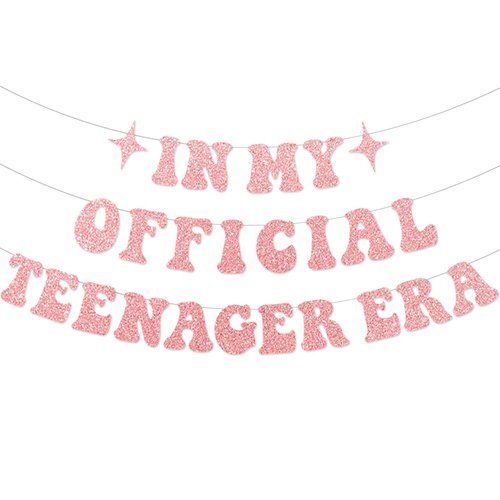 In My Official Teenager Era Banner Girls Birthday Party Banner for Teenage 13th Birthday Party De...