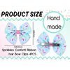 Whaline 4Pcs Ice Cream Sprinkles Bow Hair Clips Cake Donut Sprinkles Pink Cyan Ribbon Hair Bow Barrette Summer Dessert Theme Hairgrips for Women Birthday Party Supplies