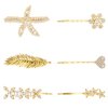 6 Pieces Elegant Hair Barrettes Bridal Golden Metal Hair Clip Handmade Artificial Pearl Barrettes Clip Set and Clear Rhinestone Bobby Pin for Weddings Hair Accessories