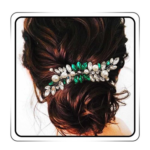 JAKAWIN Crystal Bride Wedding Hair Comb Pearl Hair Piece Rhinestone Bridal Hair Accessories for Women HC145 (Silver)