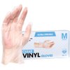 ForPro Professional Collection Disposable Vinyl Gloves, Clear, Industrial Grade, Powder-Free, Latex-Free, Non-Sterile, Food Safe, 2.75 Mil. Palm, 3.9 Mil. Fingers, Medium, 100-Count