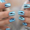 iMABC Shiny Glossy Shiny Dark Blue Press On Nails Oval Medium Lenght Nails Salon Manicure Gel Shimmery Nail Art Tips Fake Nals Reusable Acrylic False Nails Stick On Nails for Women Girls