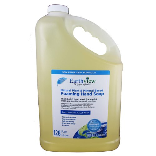 Earthview Fragrance Free Foaming Hand Soap, 128 Fl Oz (1 Gallon) | Unscented, Gentle, Moisturizing | Designed for Environmental Sensitivities (MCS, EI, MI free, Sulfate free, SLS free, Sensitive Skin, Unscented, Free & Clear, Naturally Derived, Eco-Friend
