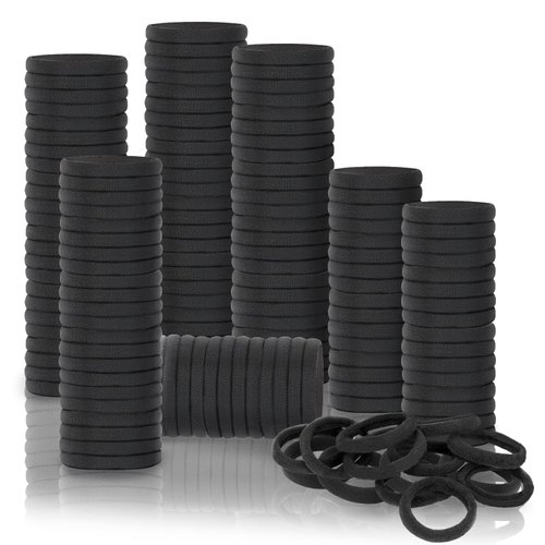 Ansnbo 120PCS Black Hair Ties, Seamless Thick Hair Bands Ponytail Holder, Elastic Hair Tie No Damage Crease Hairties Soft Hair Ties for Women