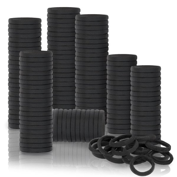 Ansnbo 120PCS Black Hair Ties, Seamless Thick Hair Bands Ponytail Holder, Elastic Hair Tie No Damage Crease Hairties Soft Hair Ties for Women