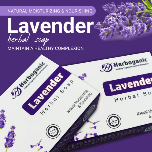 HERBOGANIC Lavender Herbal Soap | Natural Bar Soap for Face and Body | Relaxing and Nourishing | Infused with Lavender | Gentle for Men and Women | 5 Oz (Pack of 6)