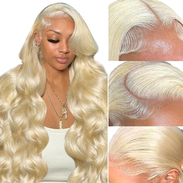 Xsilu 613 13x6 Lace Front Wig Human Hair Body Wave Blonde Wig Human Hair 613 HD Lace Frontal Wig Blonde Lace Front Wigs Human Hair 200% Density 28inch