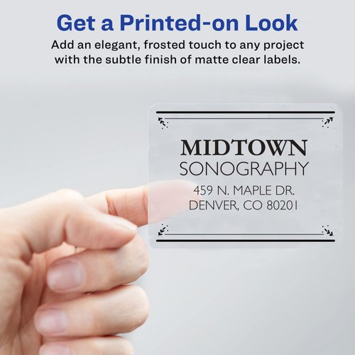Avery Printable Shipping Labels with Sure Feed, 2" x 4", Matte Clear, 500 Blank Mailing Labels (5663)