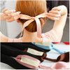 4Pcs Elegant Ribbon Magic French Twist Bun Maker Clip Hook Holder Magic Roll Rings Donut Updo Chignon Former Pads Foam Sponge Hair Styler Curler Braid Ponytail Stick Hairstyle Styling Tool Accessories