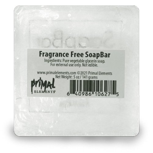 Primal Elements Glycerin SoapBar | Great For Face & Body, Moisturizing, Free of Harsh Detergents, Scented w/Premium Essential Oils | VEGAN, NO PARABENS, GLUTEN FREE - Unscented (Pack of 2)