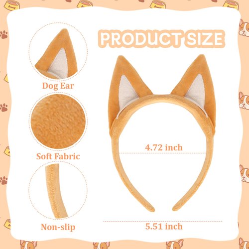 ACO-UINT Blue Ears Headbands for Women Girls, 2 Pack Dog Ears Hairbands Blue Birthday Decorations Blue Party Favors, Halloween Headbands Cute Hair Accessories