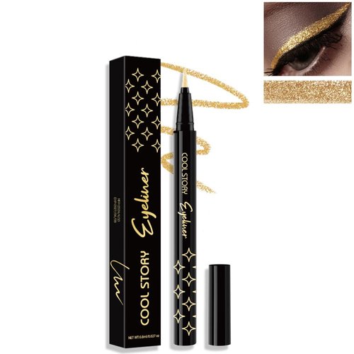 BEUKING Glitter Liquid Eyeliner, Pearlescent Sequins Diamond Ultra-Fine Tip Shining Eyeliner, Waterproof Long-Lasting Anti-Smudge, Highly Pigmented Eyeshadow Halloween Festival Sparkle Eye Makeup(2#)